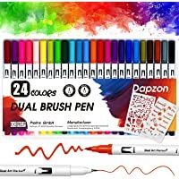 Dapzon Rotuladores Lettering- 24 Colores Rotuladores Punta Pincel- Rotuladores Acuarela Marcadores Rotulador Doble Punta…
